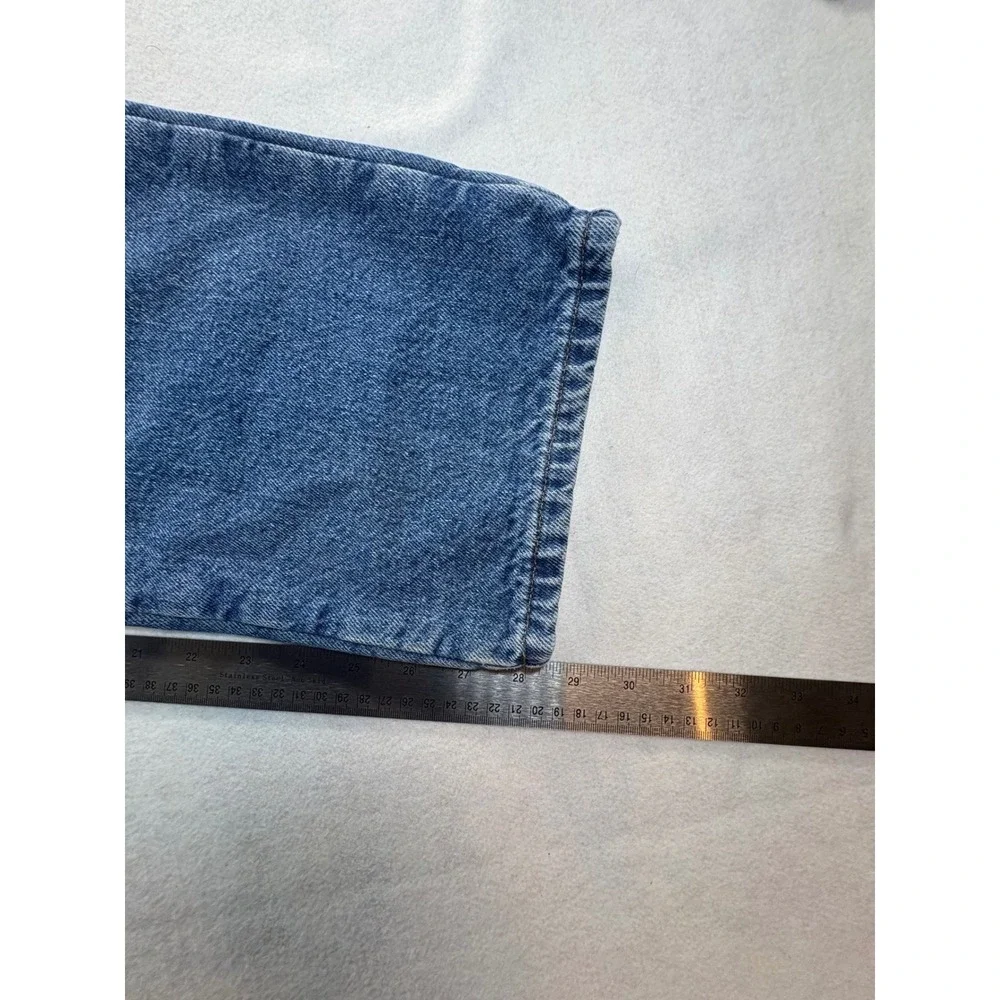 LL Bean Double L Natural Fit Flannel Lined Jeans Mens 34x30 Blue Denim Plaid
